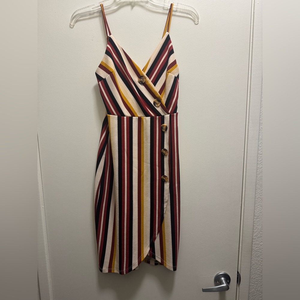 Striped Multicolor Wrap Dress